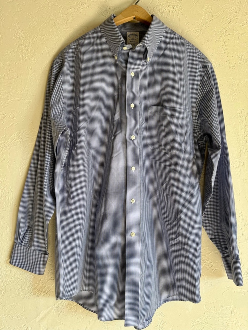 men’s Brooks Brothers Gingham Check Button Down Sport Shirt Size 15 1/2 - 2/3